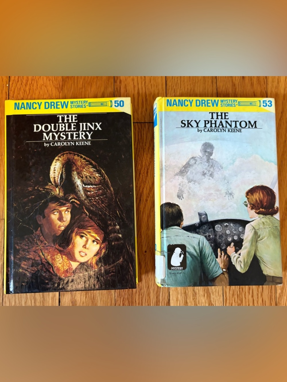 Nancy Drew Mystery Stories - Yellow & Black Book Covers. Book numbers 50 & 53